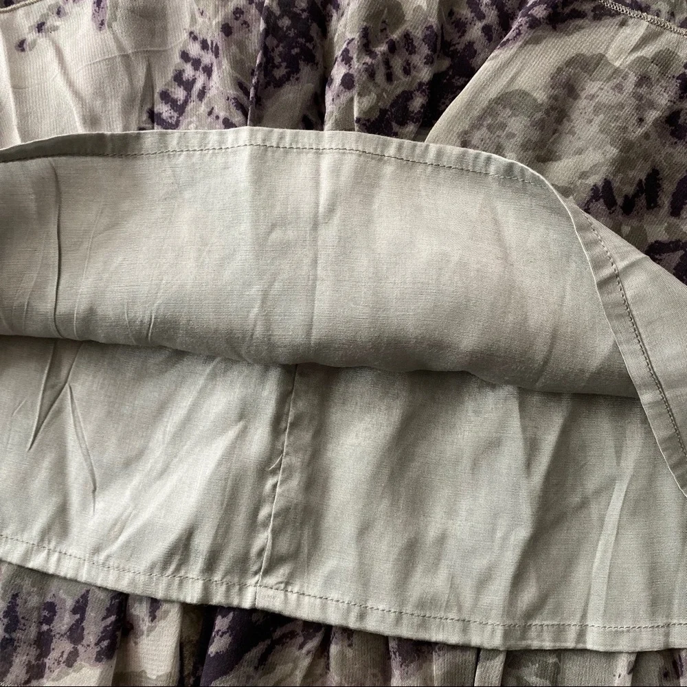 🐚 BON’A PARTE BOHO GREY MULTI ABSTRACT RUFFLE HIGH WAIST SKIRT!